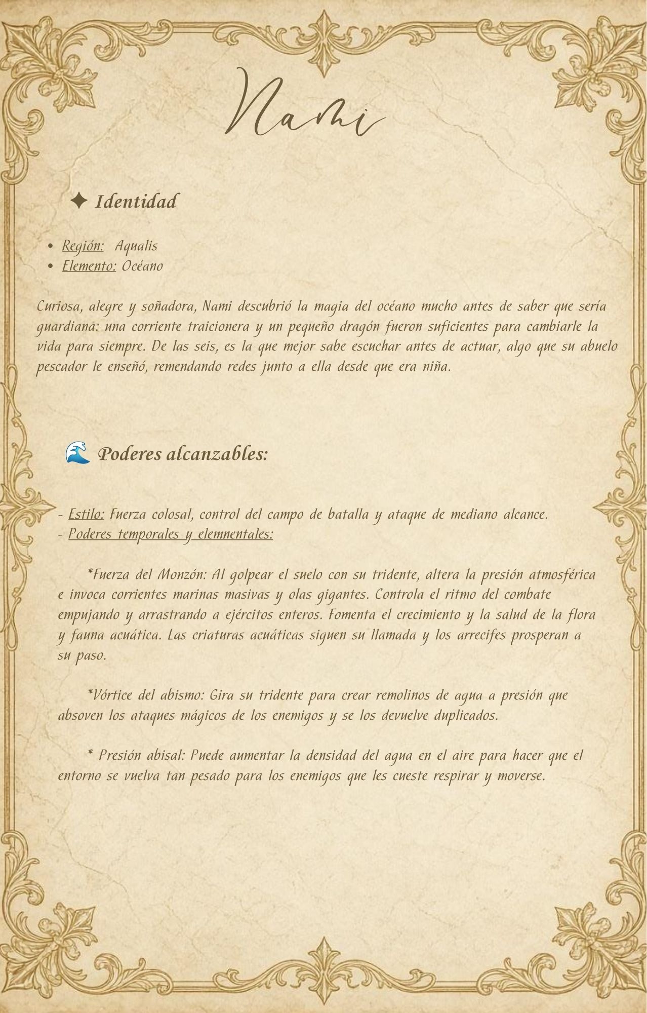 Ficha complementaria de Nami, parte 1