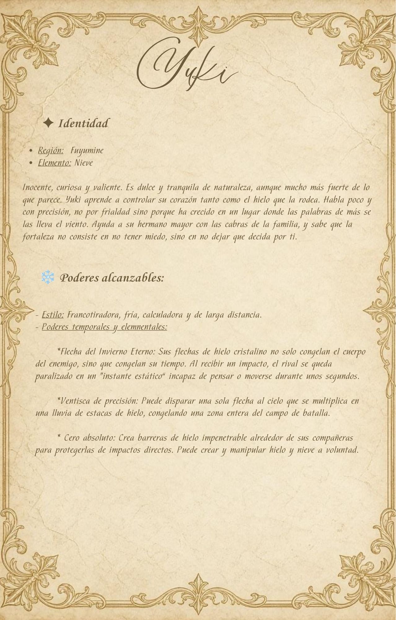 Ficha complementaria de Yuki, parte 1